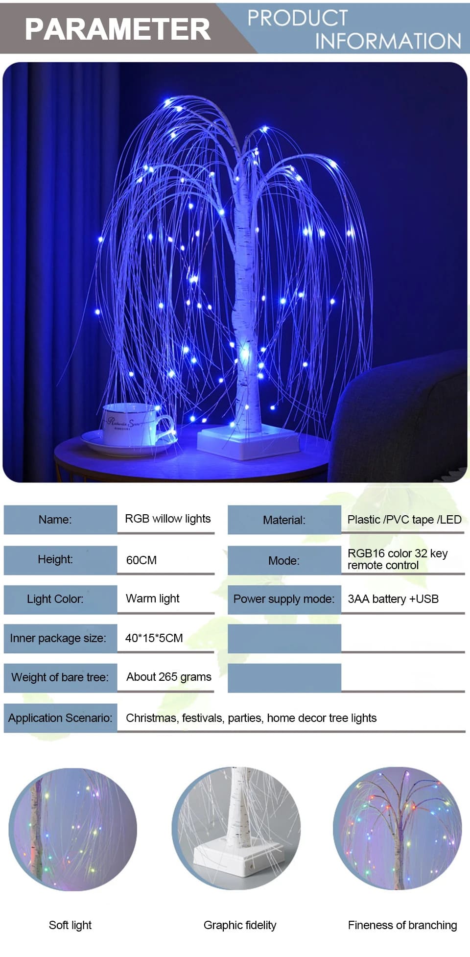 Glowmina™ Willow Luminous Tree - USB / 60LED - Ambient - glowmina