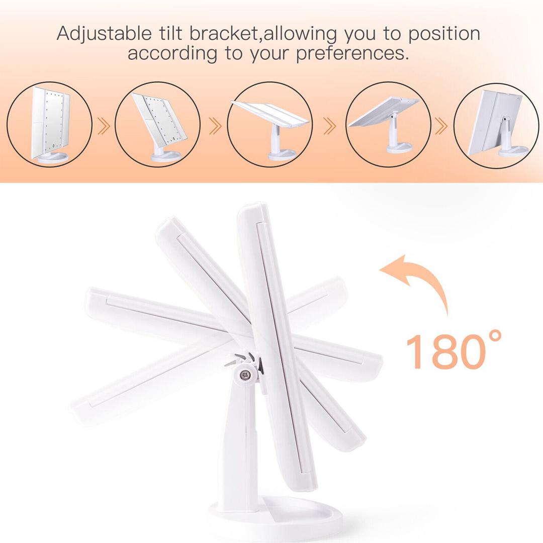Glowmina™ Foldable Vanity Mirror - White - Ambient - glowmina