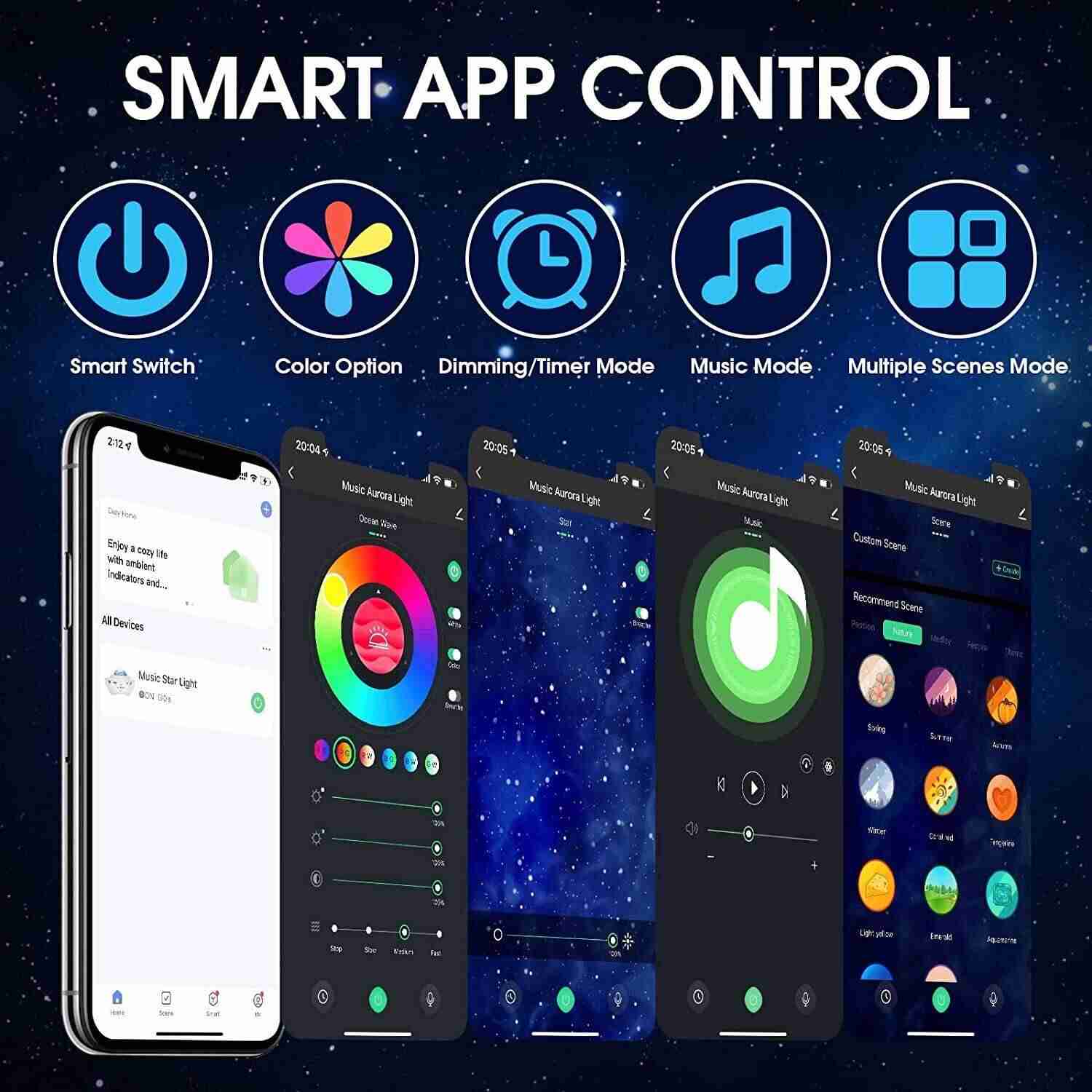 Glowmina™ Smart Galaxy Projector - Black - Ambient - glowmina