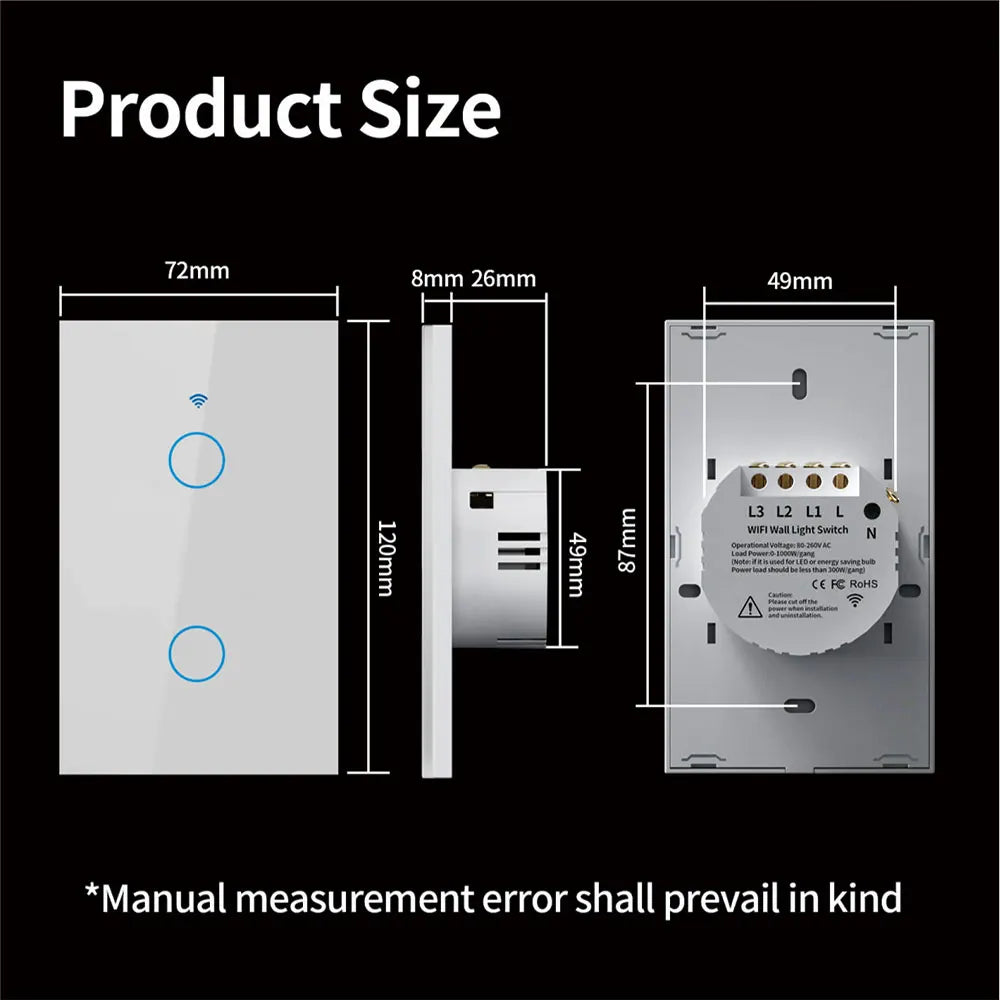 Glowmina™ Smart WiFi Touch Wall Switch