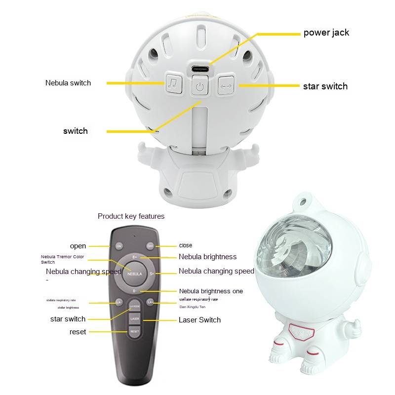 Glowmina™ Astronaut Galaxy Projector - 5W LED Full Color / USB - Ambient - glowmina