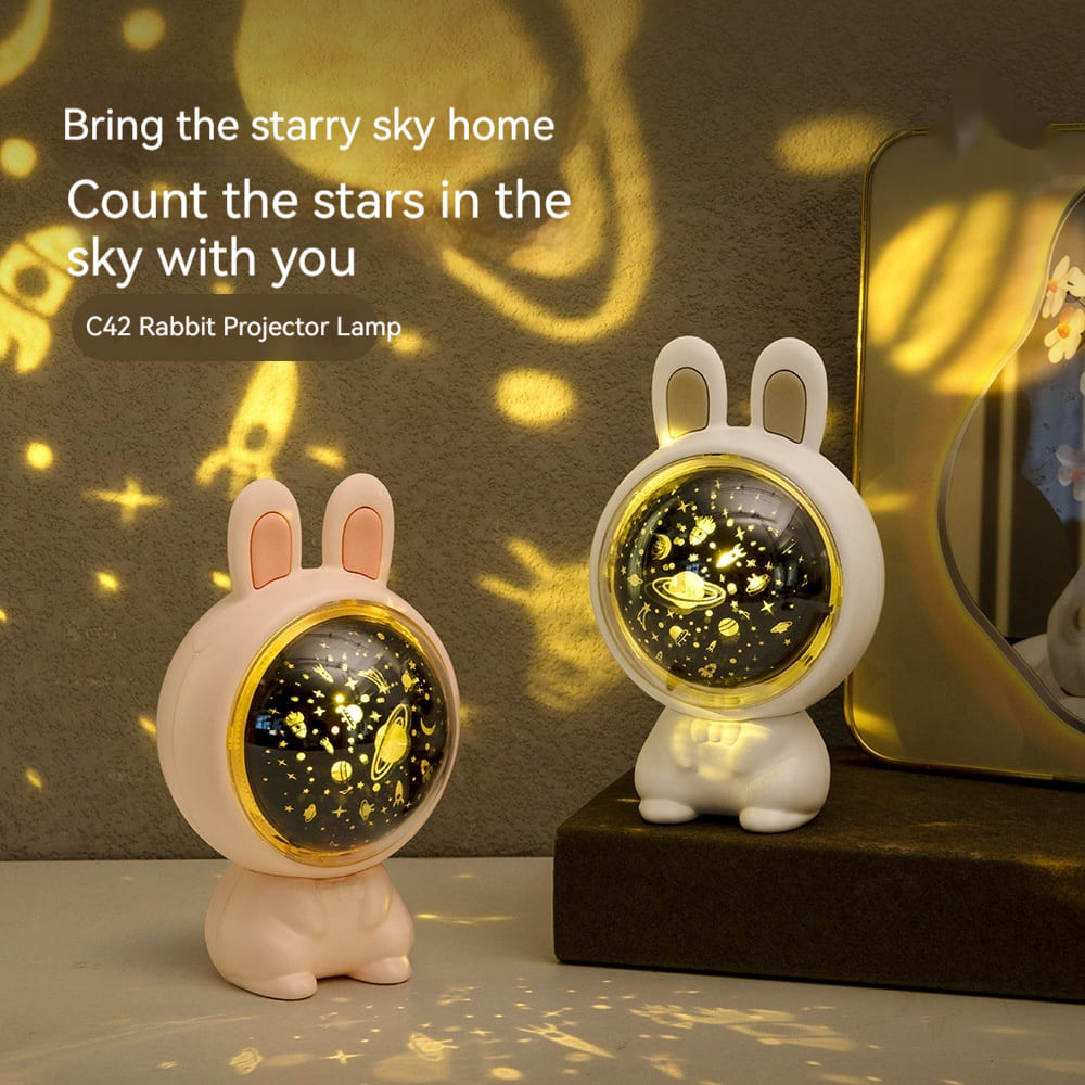 Glowmina™ Bunny Star Light Projector - USB / Pink - Ambient - glowmina