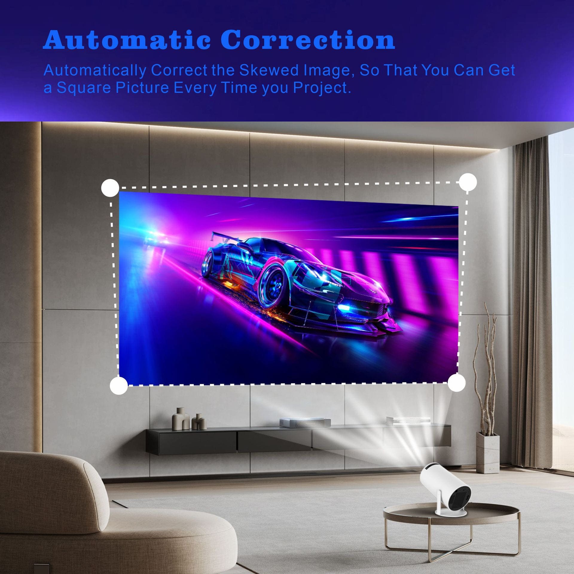 Glowmina™ Ultra HD Mini Projector - White / EU - Projectors - glowmina