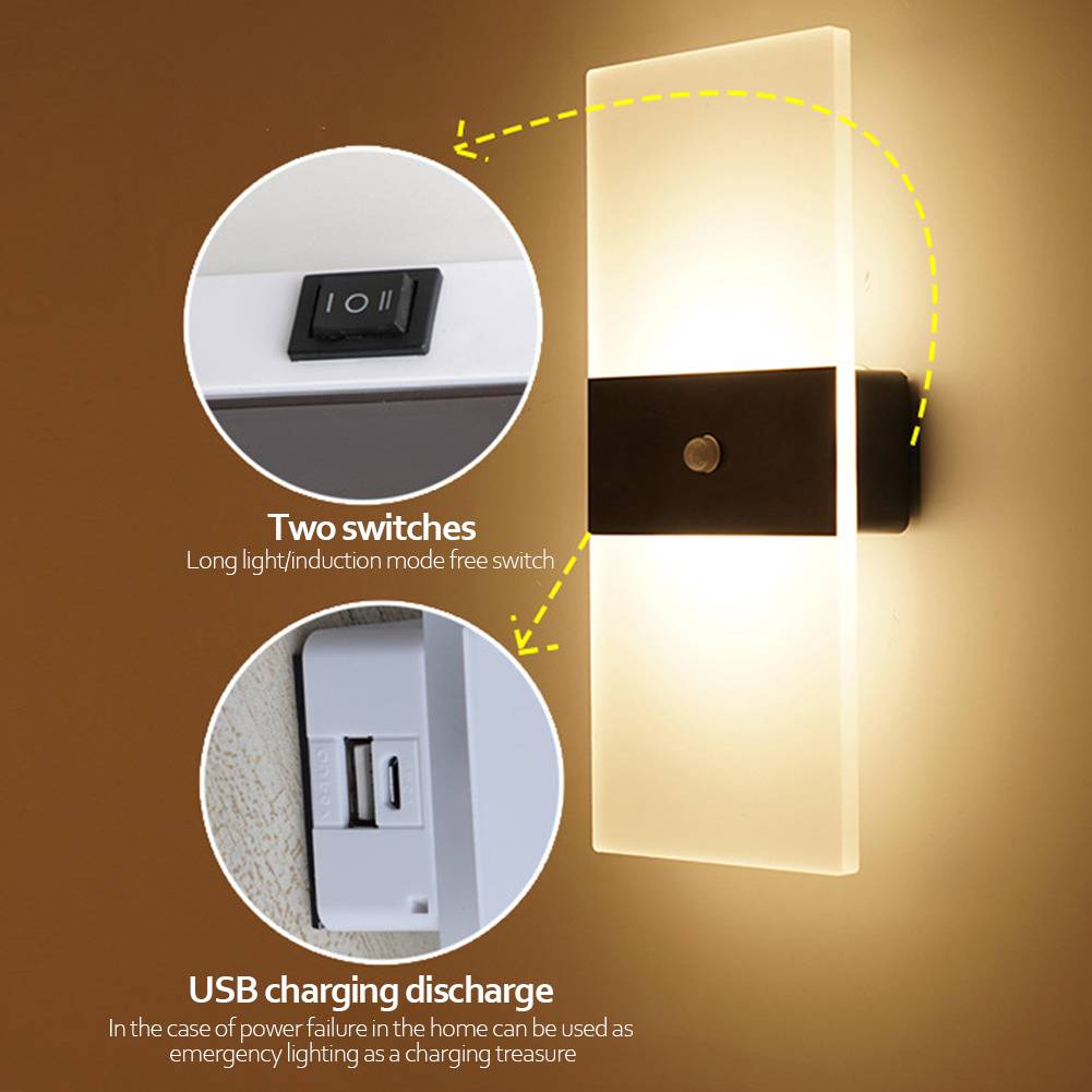 Glowmina™ Indoor Sensing Wall Lamp - Black right angle / White light / 14x6cm 3w - Ambient - glowmina