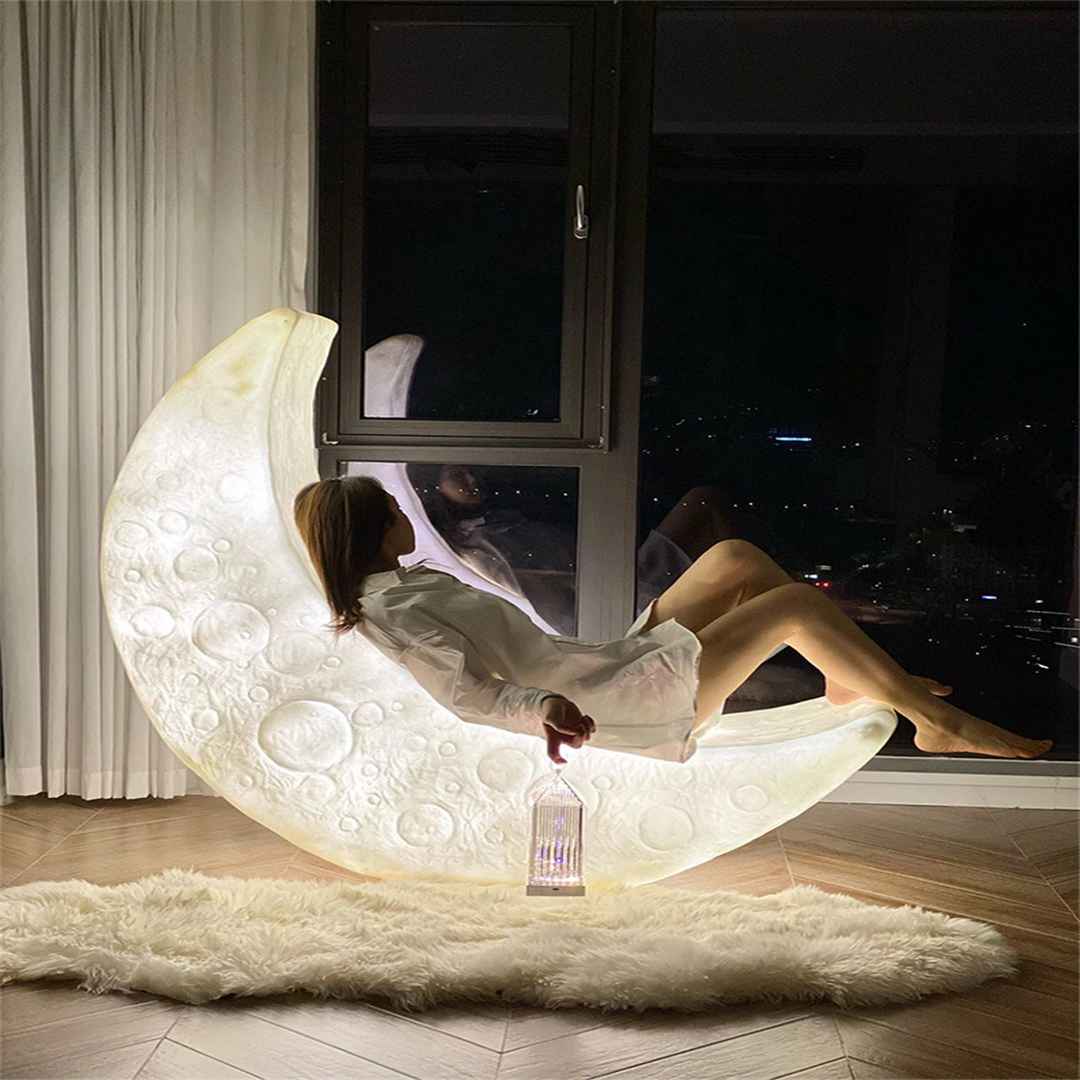 Glowmina™ Moon Lounge Chair - Wireless charging / Tricolor LED light source / USB - Ambient - glowmina