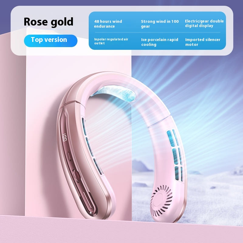 Glowmina™ Digital Neck Fan - Top Version Rose Gold / Table - Well-being - glowmina