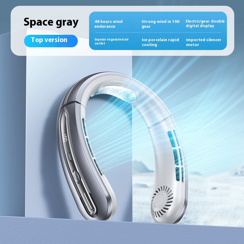 Glowmina™ Digital Neck Fan - Top Version Dark Gray / Table - Well-being - glowmina
