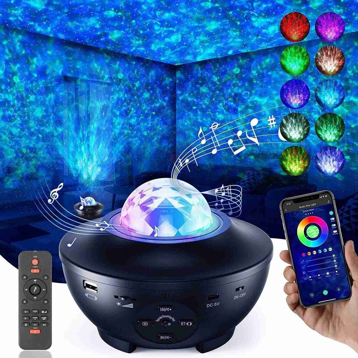 Glowmina™ Smart Galaxy Projector - Black - Ambient - glowmina