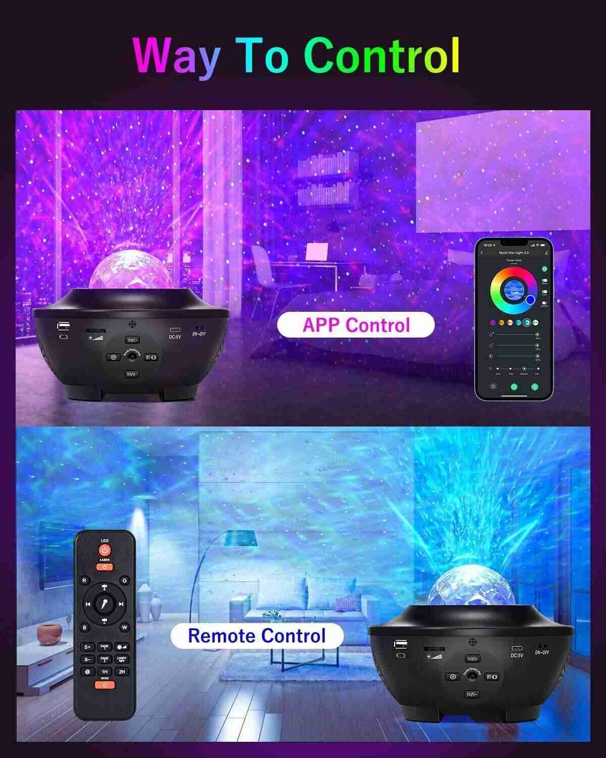 Glowmina™ Smart Galaxy Projector - Black - Ambient - glowmina