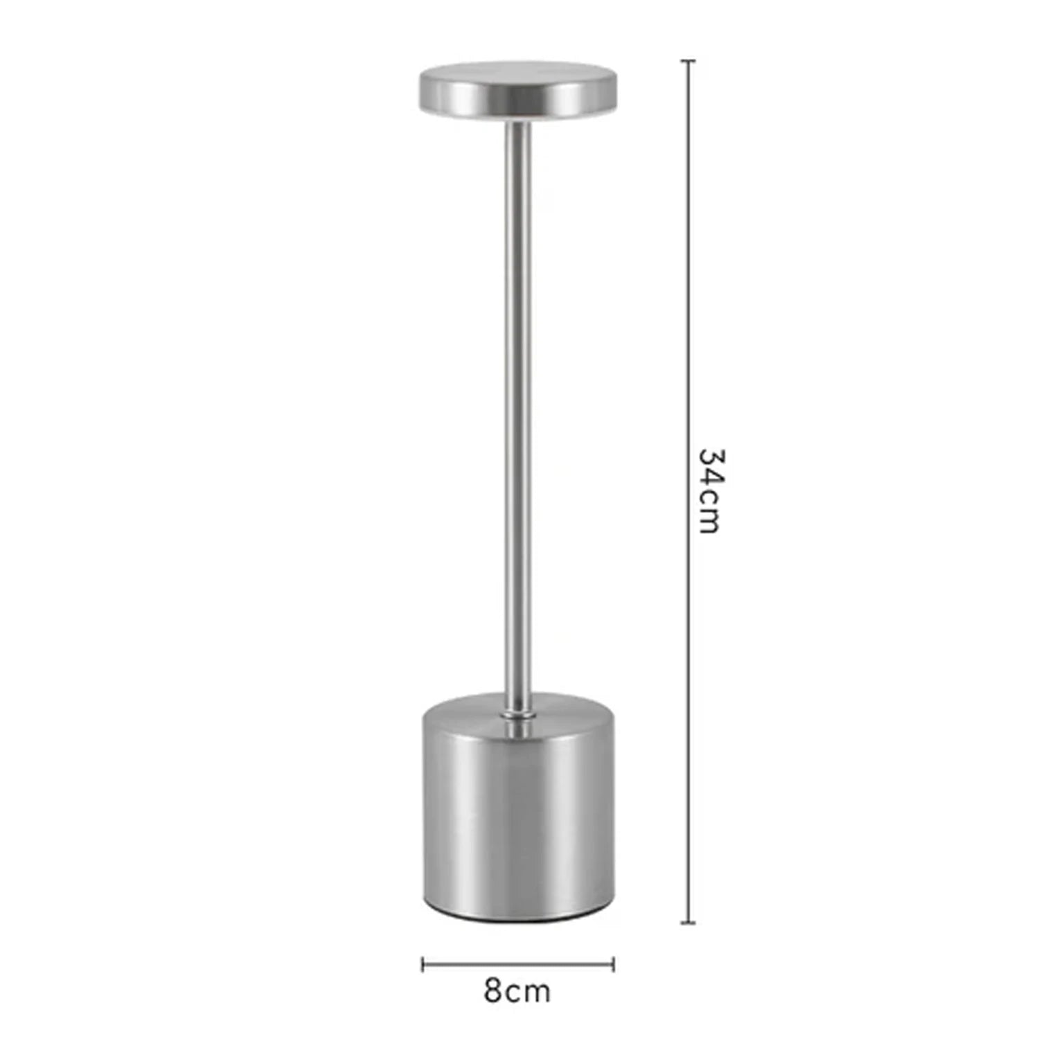 Stainless steel toilet brush with measurements on a white background